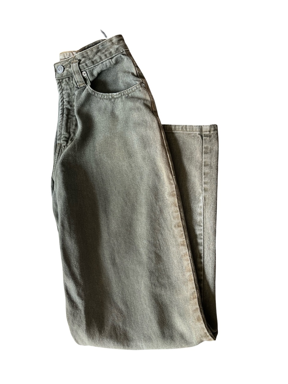 Vintage 90s Y2K Mom Jeans Olive Green High Rise Tapered Leg Denim Womens Size 6